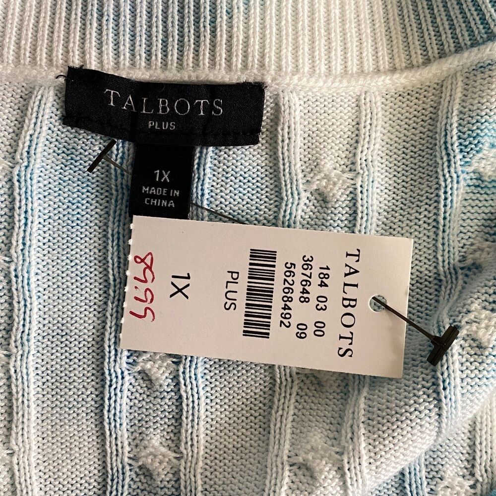 New Talbots Linear Tie Dye Cable Knit Crew Neck Sweater Women's Plus Size 1X - Picture 4 of 7